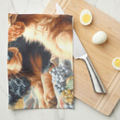 キュートコッカースパニエル犬絵画ズ キッチンタオル (四つ折り)