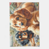 キュートコッカースパニエル犬絵画ズ キッチンタオル (縦)
