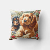 キュートコッカースパニエル犬絵画ズ クッション (裏面)