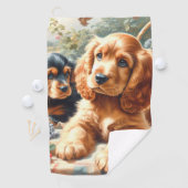 キュートコッカースパニエル犬絵画ズ ゴルフタオル (インサイチュ)