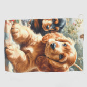 キュートコッカースパニエル犬絵画ズ ゴルフタオル (横)