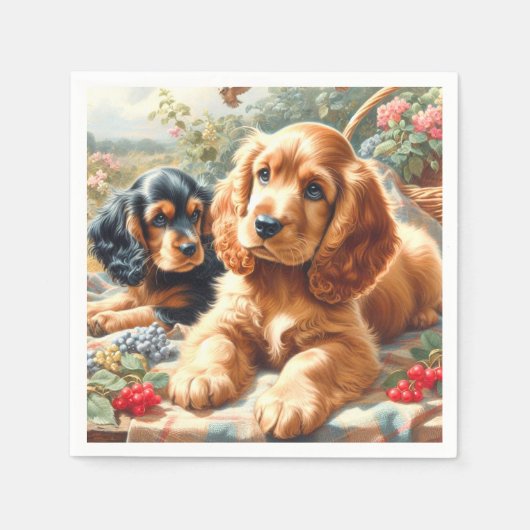 キュートコッカースパニエル犬絵画ズ スタンダードカクテルナプキン (正面)