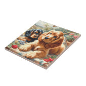 キュートコッカースパニエル犬絵画ズ タイル (側面)