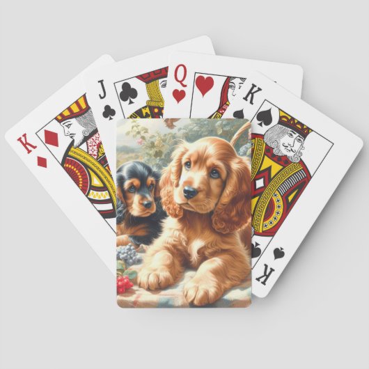キュートコッカースパニエル犬絵画ズ トランプ (裏面)