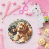 キュートコッカースパニエル犬絵画ズ ペーパープレート (パーティー)