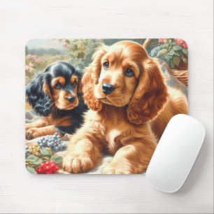 キュートコッカースパニエル犬絵画ズ マウスパッド