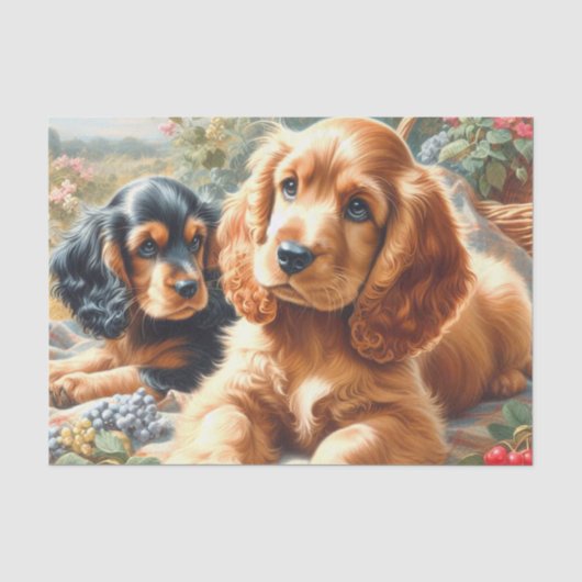 キュートコッカースパニエル犬絵画ズ 薄葉紙 (正面)