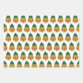 キュートコッカースパニエル犬&レッドストライプのクリスマス ラッピングペーパーシート (正面)