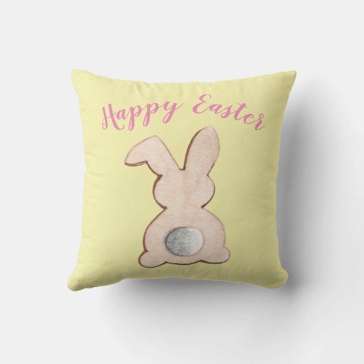 キュートコットンテールイースターバニーイエロー装飾用クッション クッション (裏面)