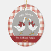 キュートコテージコアカントリーゲーゼレッドグレー セラミックオーナメント (左)