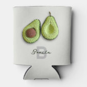 キュートコテージコアクロチェットアボカドモノグラム名 缶クーラー (正面)