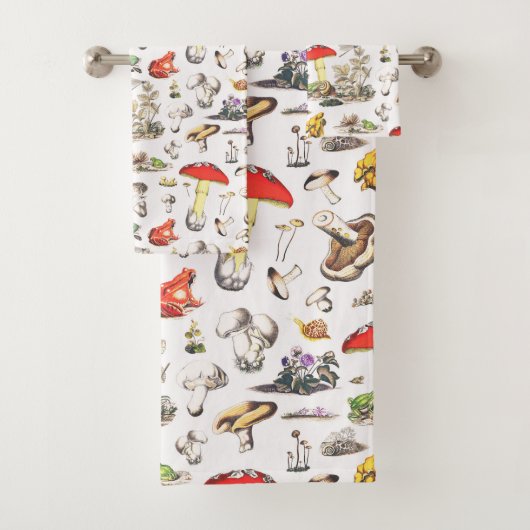 キュートコテージコアフォレストマッシュルームフログカタツムリ バスタオルセット (インサイチュ)