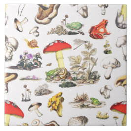 キュートコテージコアフォレストマッシュルームフログスカタツムリ タイル