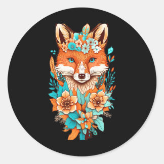 キュートコテージコアフローラキツネ美学ガールズウィメンズ ラウンドシール