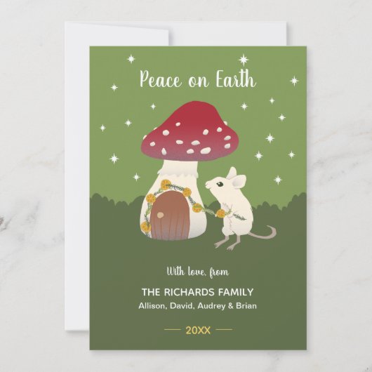 キュートコテージコアマウスレッドマッシュルームハウスグリーン (正面)