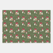 キュートコテージコアマウスレッドマッシュルームハウスグリーン ラッピングペーパーシート (正面2)