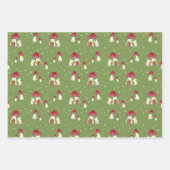 キュートコテージコアマウスレッドマッシュルームハウスグリーン ラッピングペーパーシート (正面)