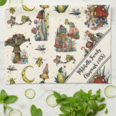 キュートコテージコアメリークリスマスマッシュルームラバーキ キッチンタオル (折り畳み)