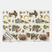 キュートコテージコアメリークリスマスマッシュルームラバーキ キッチンタオル (横)