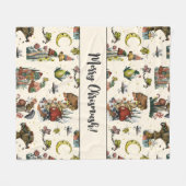 キュートコテージコアメリークリスマスマッシュルームラバーフロム フリースブランケット (正面(横))