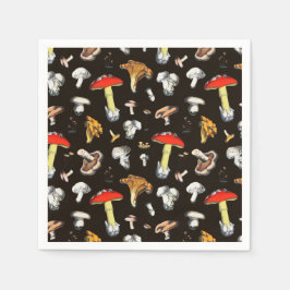 キュートコテージコーレフォレストマッシュルームダークブラウン スタンダードカクテルナプキン