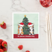 キュートコルギクリスマスツリーカスタムホリデーパーティー スタンダードカクテルナプキン (インサイチュ)