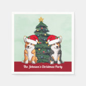 キュートコルギクリスマスツリーカスタムホリデーパーティー スタンダードカクテルナプキン (正面)