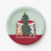 キュートコルギクリスマスツリーカスタムホリデーパーティー ペーパープレート (正面)