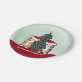 キュートコルギクリスマスツリーカスタムホリデーパーティー ペーパープレート (アングル)