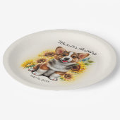 キュートコルギドグヒマワリ誕生日 ペーパープレート (アングル)