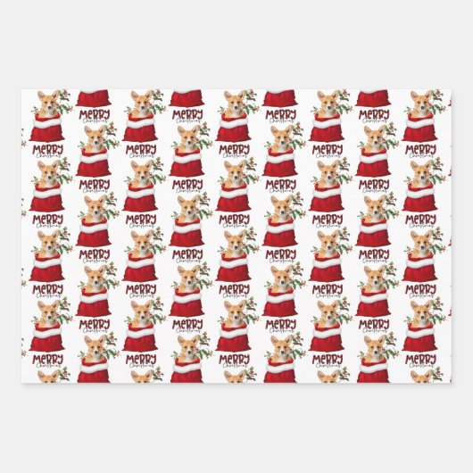 キュートコルギドッグインホリデー抱き枕 ラッピングペーパーシート (正面3)