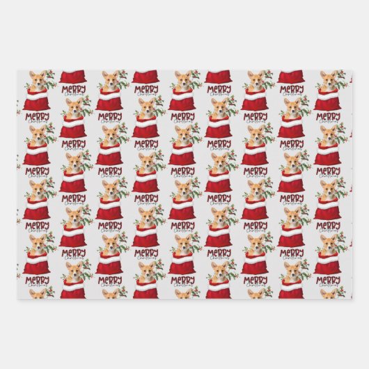 キュートコルギドッグインホリデー抱き枕 ラッピングペーパーシート (正面2)
