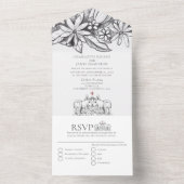 キュートコルギドッグスペンシル結婚スケッチ オールインワン招待状 (内側)