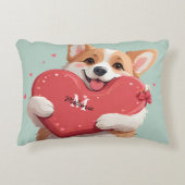 キュートコルギドッグパンハートモノグラムネームバレンタイン アクセントクッション (正面)
