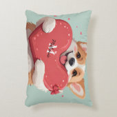 キュートコルギドッグパンハートモノグラムネームバレンタイン アクセントクッション (正面(垂直))