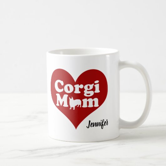 キュートコルギママ赤いハート コーヒーマグカップ (右)