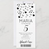 キュートコンサートミュージックチケットスタイルパーティー 招待状 (正面)