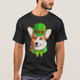 キュートコーギアイリッシュパブクローバーラバーセントパトリックの日 Tシャツ