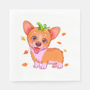 キュートコーギカボンプキンヘッド紅葉秋 スタンダードランチョンナプキン