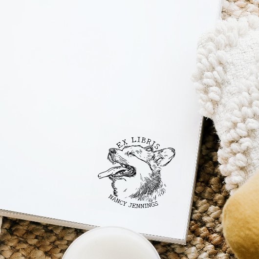 キュートコーギドッグヴィンテージ元図書館蔵書本 ラバースタンプ