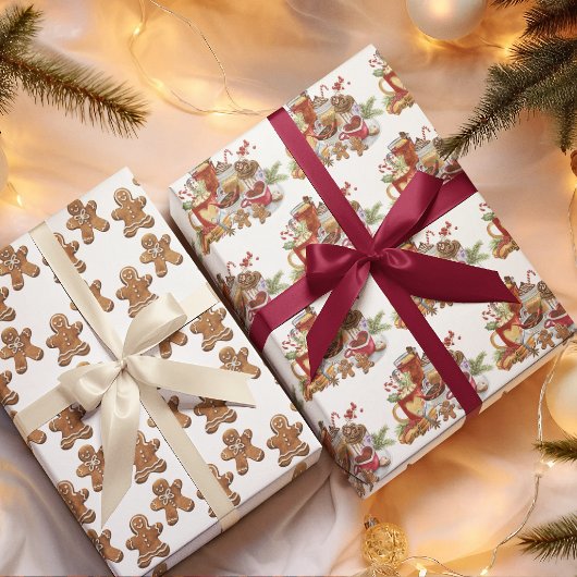 キュートコージーフェスティバルスウィートトリートクリスマスホリデー ラッピングペーパーシート