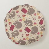 キュートコージー猫好きコラージュ ラウンドクッション (裏面)