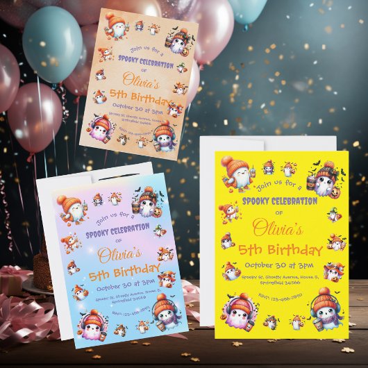 キュートコーヒーラバー幽霊招待状子供へ誕生日 招待状