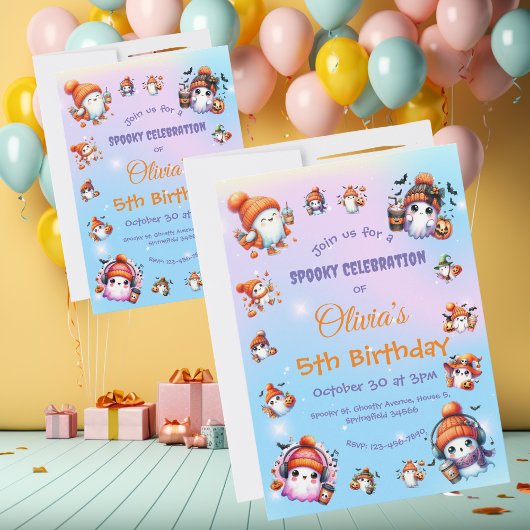 キュートコーヒーラバー幽霊招待状子供へ誕生日 招待状