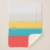 キュートコーラルターコイズイエローホワイトジグザグストライプ シェルパブランケット (正面)