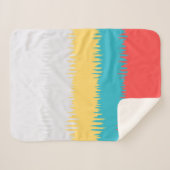 キュートコーラルターコイズイエローホワイトジグザグストライプ シェルパブランケット (正面(横))