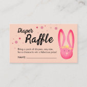 キュートコーラルピンクパステルバニーパーティーおむつラッフル エンクロージャーカード (正面)