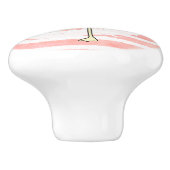 キュートコーラルピーチフラミストライプのンゴ セラミックノブ (側面)