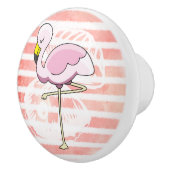 キュートコーラルピーチフラミストライプのンゴ セラミックノブ (右)