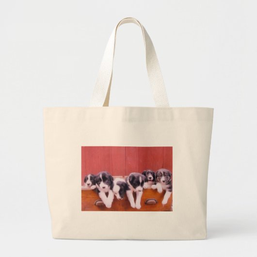 キュートコ縁どリーパッピーズトートバッグ ラージトートバッグ (正面)